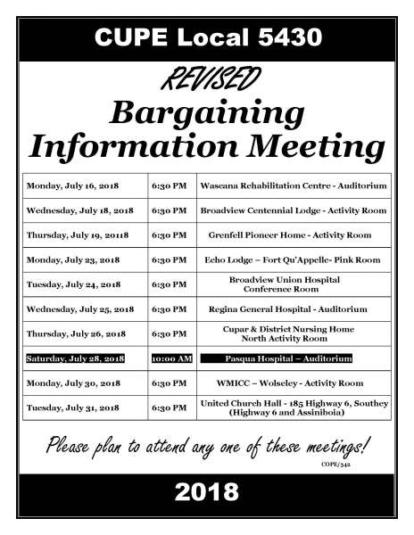 Bargaining Information Meeting Region 3 2018 07 11